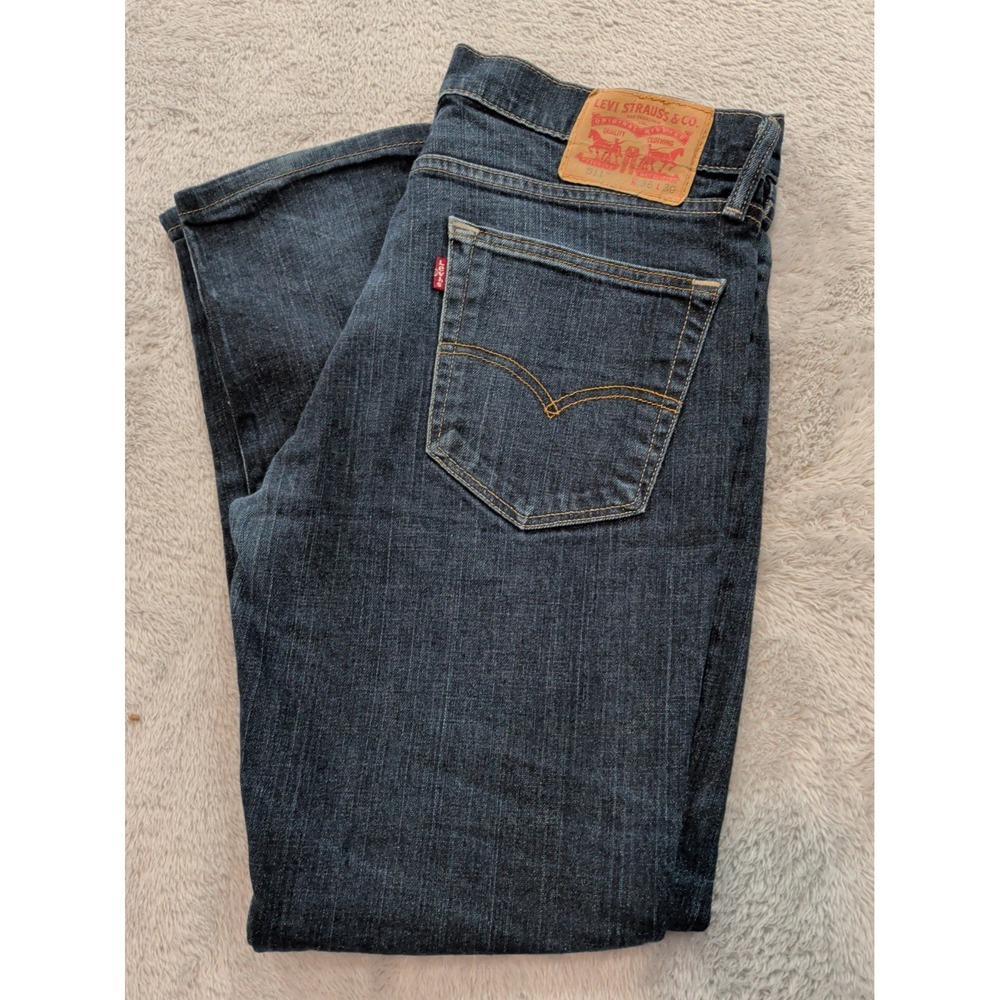 Levi's 511 Black Sz 36x30 Slim Jeans Mens Denim Dark Wash